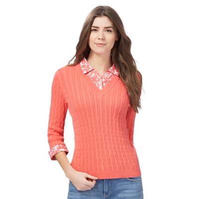 Peach cable knit 2-in-1 top